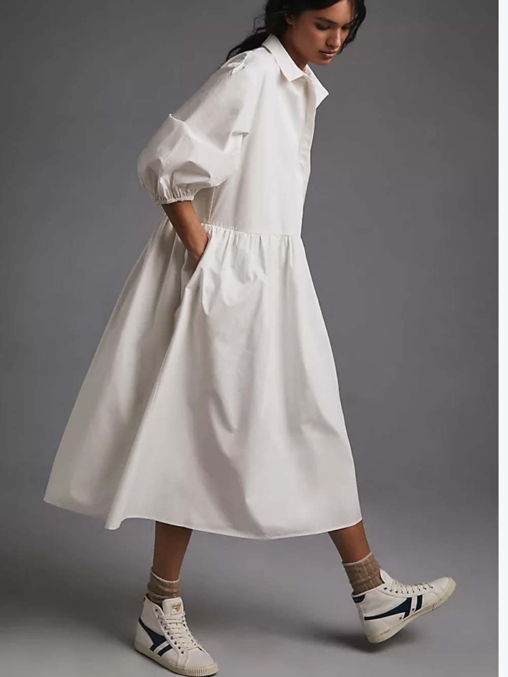 Anthropologie White A-Line Shirt Dress Skirt